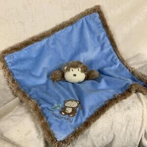 Baby Starters Plush Lovey Boy Blue Security Blanket Little Monkey 2010 16"